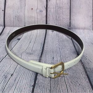 Torino Womens Glove Lined Belt White With Gold Buckle Sz L Accent Western Casual